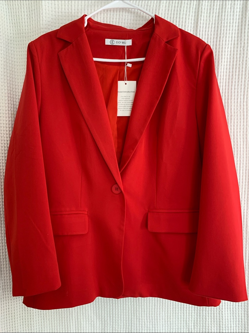 C/CH/ E Red Single-Button Notch Lapel Blazer